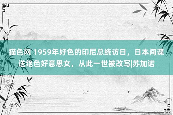 猫色网 1959年好色的印尼总统访日，日本间谍送绝色好意思女，从此一世被改写|苏加诺